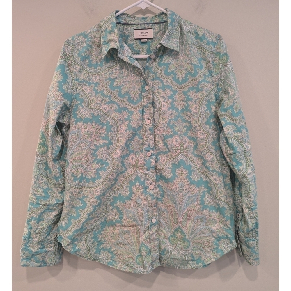 J. Crew Collection Ratti Pendant Paisley Long Sleeve Cotton Button Down Size 10